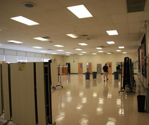 FLOORING The school contains the following types of flooring: Vinyl composition tile (VCT) over vinyl asbestos tile in the cafeteria,