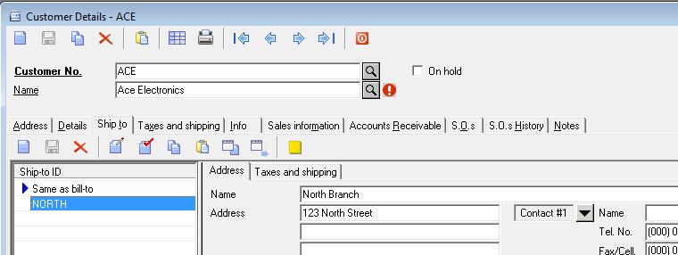 Move Ship-to ID to Customer In Customer Details, on the Ship to tab, there is a new utility that allows a Ship-to address to be moved to another customer.