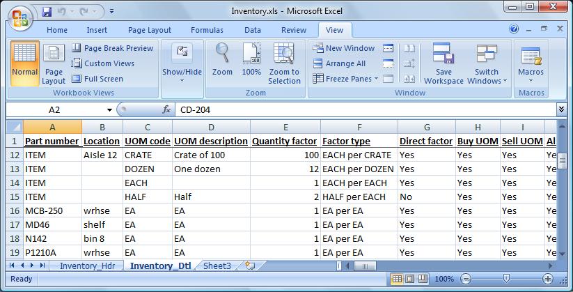 The standard Export utility includes unit of measure information in the Inventory export. Unit of measure information is found on the Inventory_Dtl tab in Excel, or in Inventory_dtl.