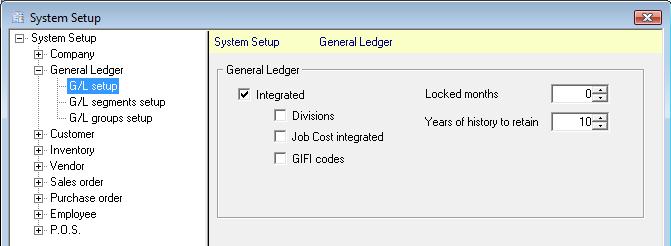 General Ledger In G/L Setup, an entry was added for