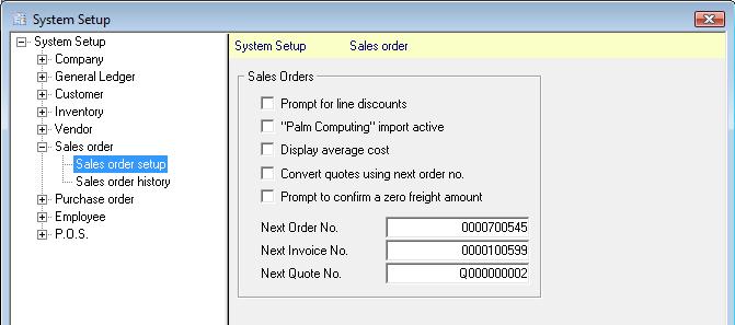 Sales Order In Sales order setup, check boxes were added for Convert quotes using next