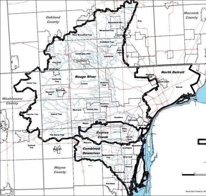 Watershed Boundaries Rouge River Ecorse Creek Combined Downriver