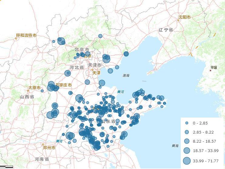 Based on the December data for Shandong, Hebei and Beijing, as published on their online monitoring platforms, an illustrative graphic was made to show the distribution of some of the key regional