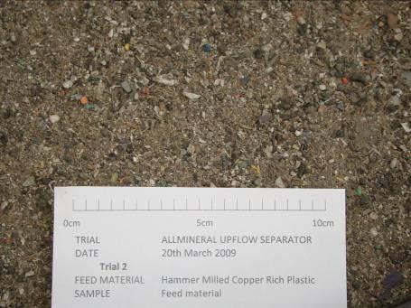 3.0 Trial 2 - Milled material 3.1 Feed material The feed material for trial 2 was the copper-rich plastic which had been hammer milled to at least 95% less than 5mm, shown in Figure 4.