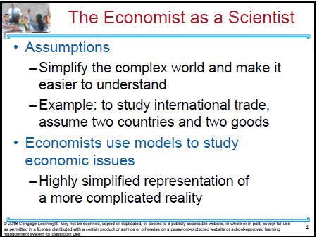 Economic models Diagrams and equations Omit many details Allow us to see what s truly important Built