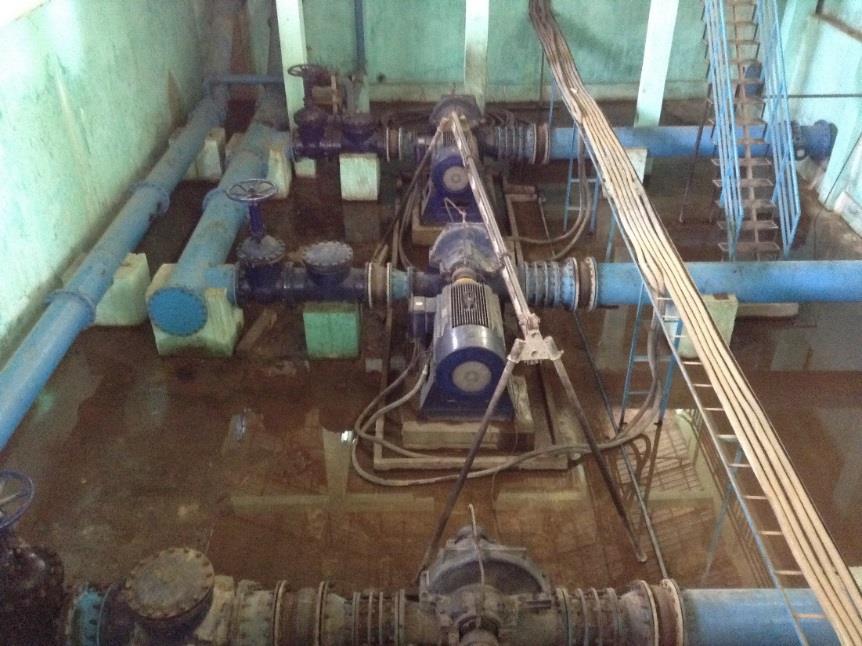 Figure 10: Booster pumping station at No. 8 Water treatment plant in Mandalay 2.10 Sludge Removal The sludge collected from the SSF is cleaned manually every four months.