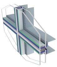 Two-Sided Structural Glazing System Two opposite glass edges are bonded to the load bearing framework. The two other edges are fixed mechanically by securing profiles.