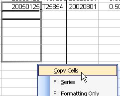 OR Select the cell that contains the date you wish to copy, click on the Edit menu and select Copy. Highlight the cells to which you wish to copy the date, click on the Edit menu and select Paste.