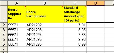 Setting Standard Surcharge Amount continued Update New Parts continued Upload Parts 6.