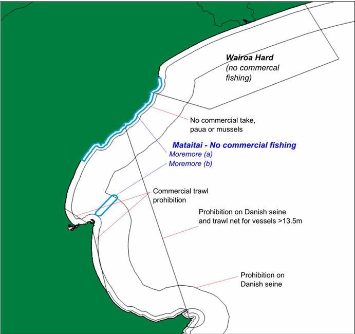 Figure 11-1: Commercial fishing restrictions in place for central and southern Hawke Bay Dredging Areas An area of 117ha will be effectively permanently altered from its natural state due to capital