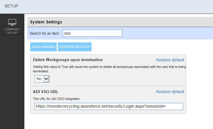In Force, Confirm Hierarchy, Pay Groups, Accrual Groups, Point Groups Step 5: Single Sign On (SSO) While logged in as Admin