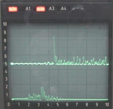 Defect signals were obtained from the cladding of pin TH-2 as shown in Figs 4 a and b. The fuel pin is pulled up slowly and signals are recorded by the computer.