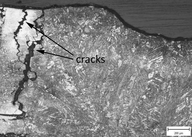Hot cracks observed in HAZ of sample A 7.5 is shown in Fig. 9. This is derived from the fact that large stress concentration occurs in the HAZ, rather than in the weld nugget. Figure 11.