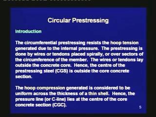(Refer Slide Time 02:57) The circumferential prestressing resists the hoop tension generated due to the internal pressure.