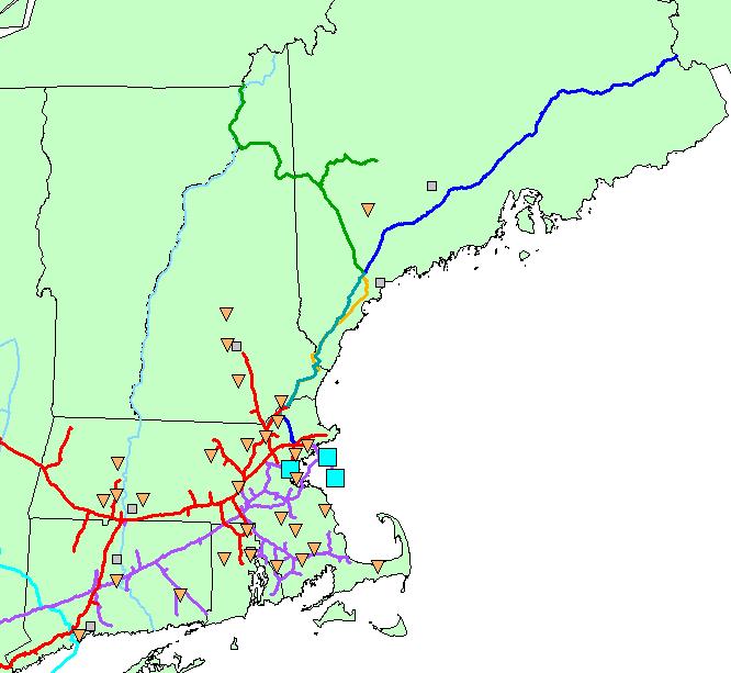 LNG Facilities in New England Augusta Concord Boston Portland Algonquin Granite State Iroquois M&N PNGTS