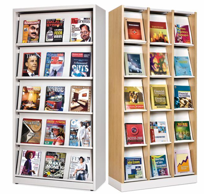 Periodical Display Rack While away time in style with the Periodical Display Rack that offers methodical display of recent issues and storage of previous issues of periodicals, magazines and journals.