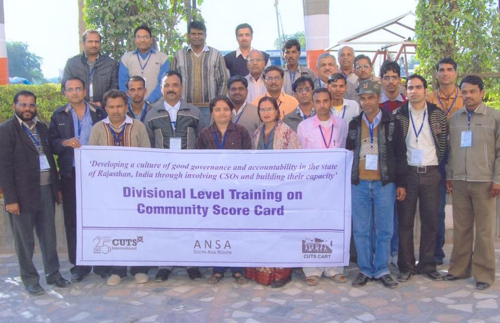 Event Report Divisional Level Training on Community Score Card (CSC) Hotel Meera, Chittorgarh, Rajasthan 10-13 January 2011 Under the Project Developing a culture of good governance and