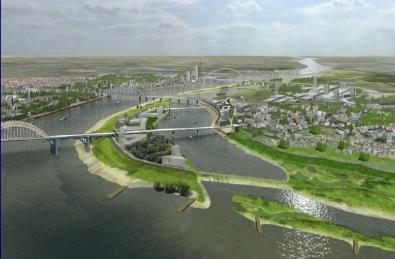 Example of resilience approach: Room for the River (The Netherlands) Creates safety against extreme river floods by widening river cross sections to lower flood levels.
