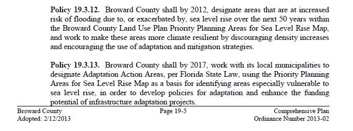 Broward County Comprehensive Plan Climate Change Element First to create Priority Planning Areas First to