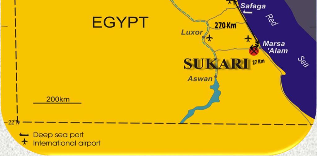 Sukari gold is well located in relation to sealed roads from the red sea to the Nile.