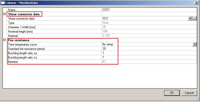 Composite column design Figure 12: Defining parameters in Composite>Column Member data Defining the member buckling data The parameters
