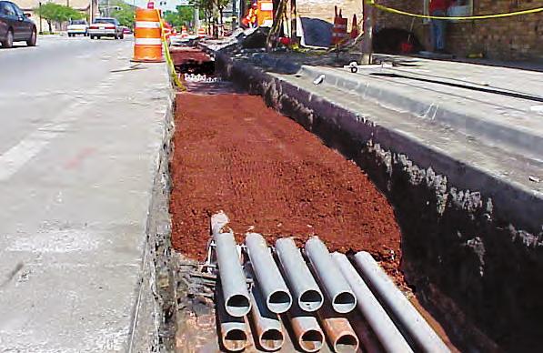 Trenching, repaving and landscaping Trenching and sometimes digging a pit and boring under a road are necessary to install underground lines.
