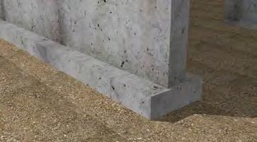 Intersection of the concrete foundation wall with