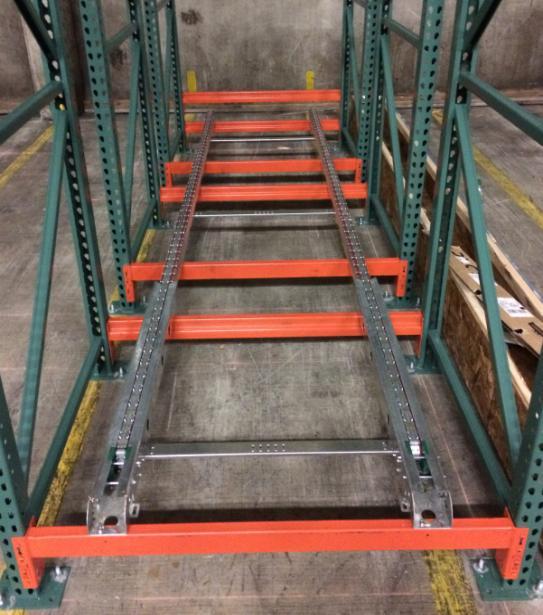 When pallets are unloaded, chains slide in the opposite direction.