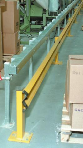 environments, Barrier Rails segregate and protect fork lift truck battery