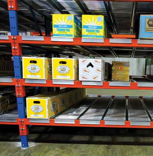 Case Flow Rack Systems, separate picking and stocking aisles for full cartons and split cases to save up to 80 percent of labor