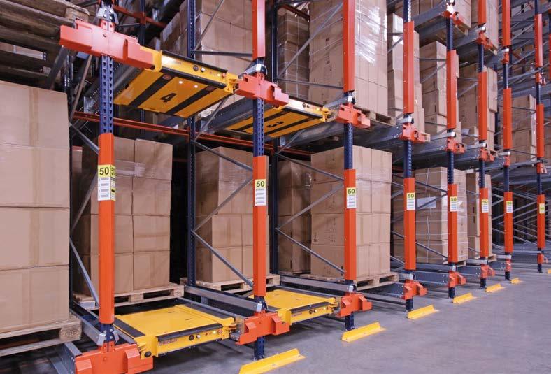 Semi-automatic Pallet Shuttle 3 Compact and high capacity warehousing. 3 Reduces loading and unloading times. 3 Larger number of stored product types (one product type per channel).