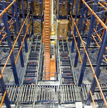 Input/output chain conveyor of the warehouse 8. Pallet lift 9.