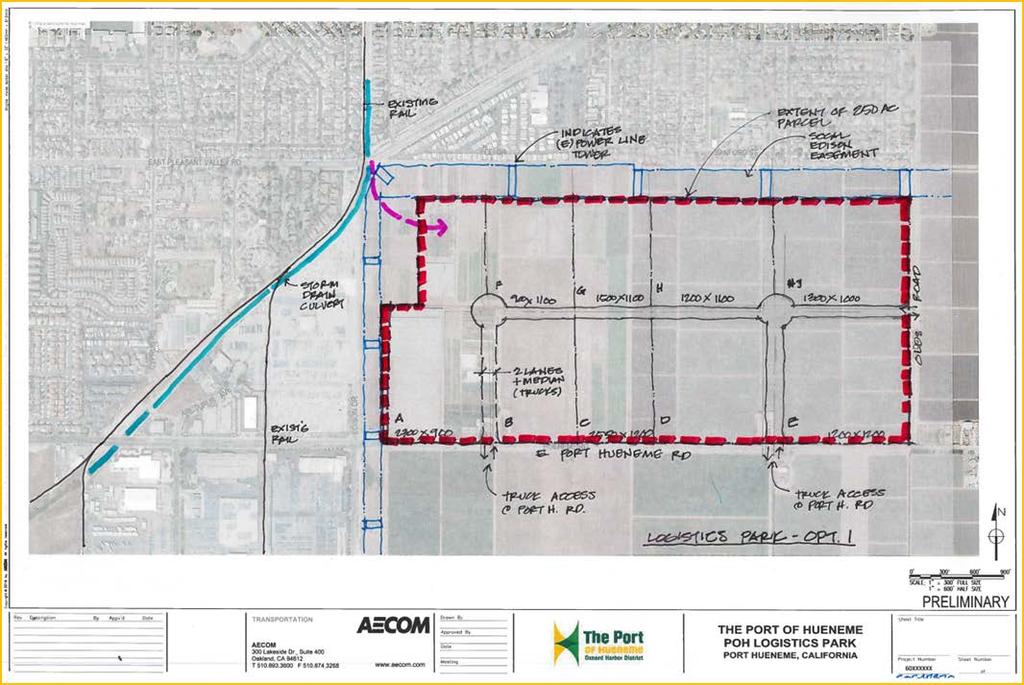 Proposed 250 acre logistics park development The following are port objectives: Addressing immediate and near term port client land needs Continuing the port s long history of following the highest