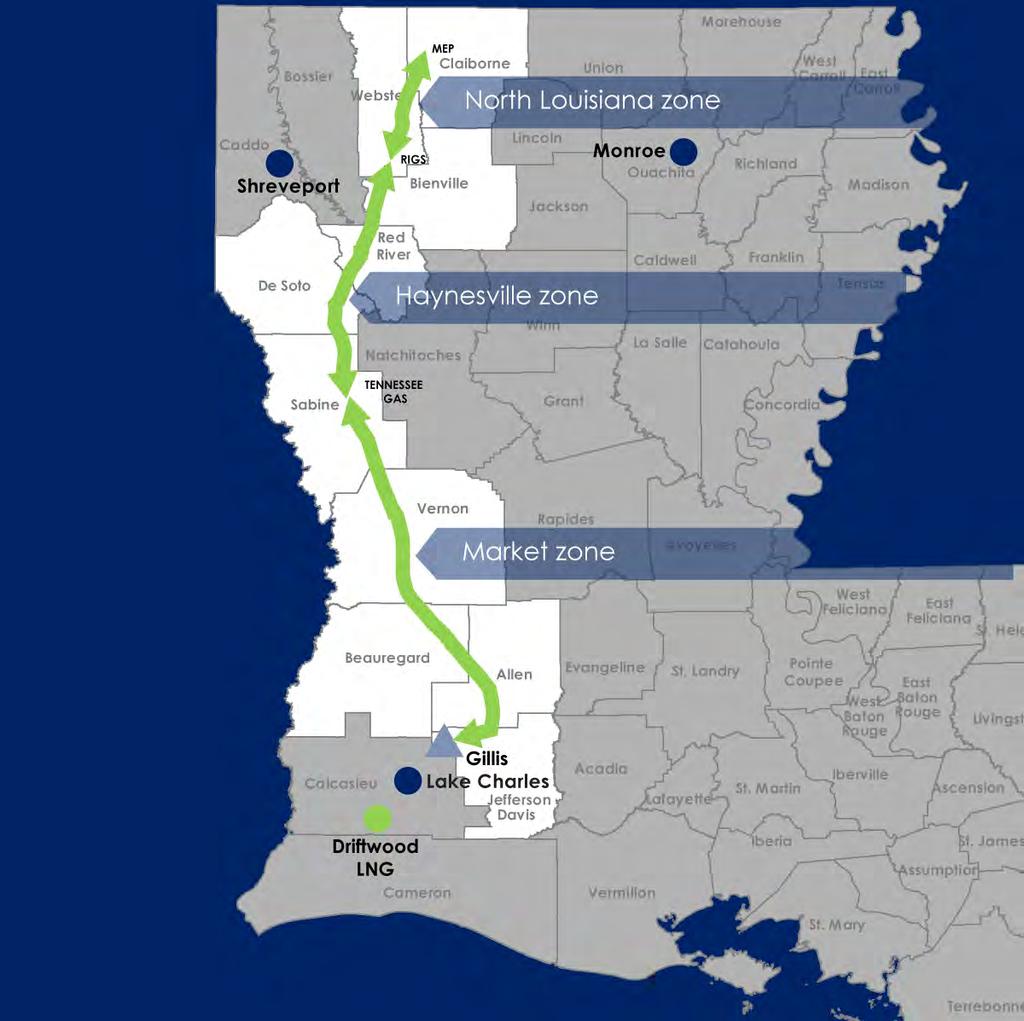 HGAP route Haynesville Global Access Pipeline Capacity, Bcf/d 2.0 Cost, $ billions $1.
