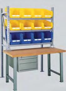 When semi-open front containers are added, the On-Line unit with Workbench becomes a complete, compact work station where everything is within easy reach.