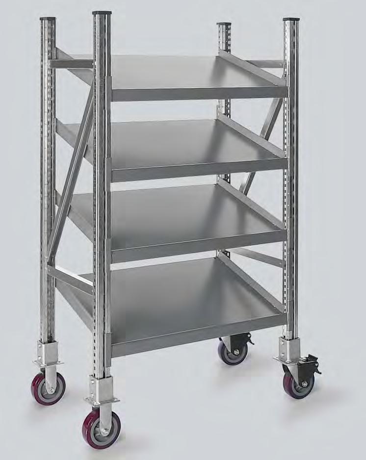 60" high One caster set includes two fi xed wheels and two swivel wheels with foot brakes Mobile Unit (Type S) On-Line Mobile Single Depth with Four Shelf Levels 20" Depth 24" Depth 32" Depth