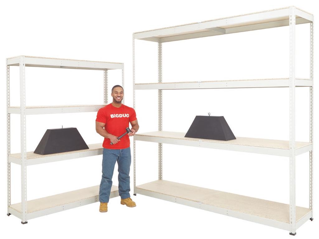 SHELVING UP TO 800KG UDL UP TO 800KG UDL BiG800 SHELVING BiGDUG s Heavy Duty, general-purpose racking with a maximum load capacity of up to 800kg UDL per shelf and a total loading capacity of up to
