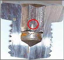 occurred in part of the wall of the cavity to reinforce the material. Reinforce the material influences the diffusion processes during the nickeling surface of the screw.