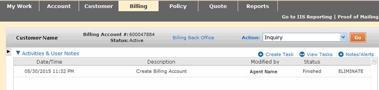 ID # - this is a hyperlink that when clicked the billing account information and settings display Billing Address the address on record where the statement is mailed Bill Type direct (this is to