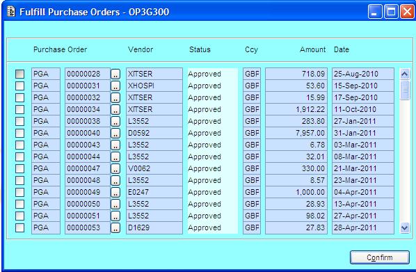Select F8 on your keyboard Check to ensure the purchase order can be close: For example has the goods arrived and