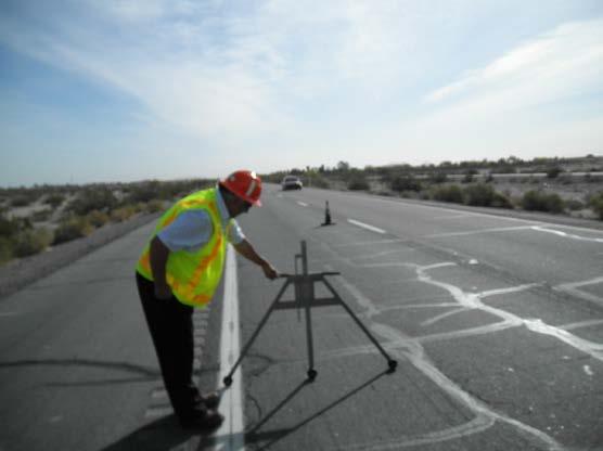 Within the project limits, a 100 foot roadway segment at each milepost was initially identified prior to performing the visual distress survey, as seen in Figure 3.