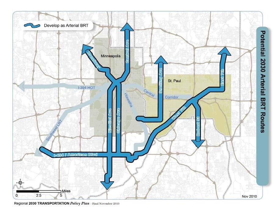 Figure 11: Potential 2030 Arterial BRT Routes Note: This map does not include the additional routes that are