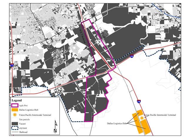 THE AGILE PORT AREA PLAN Map III-2.4 Proposed Agile Port proximity to Dallas Logistics Hub With freight tonnage anticipated to double by 2015 at major U.S.