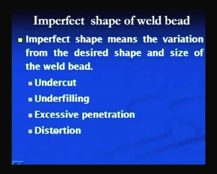 (Refer Slide Time: 55:46) And another defect, which is normally observed in the weld joint is the imperfect shape of the weld bead.
