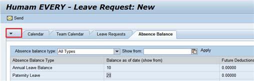 Humam EVERY - Leave Request: New 9. Your available balances will be displayed in the Available Balance column.
