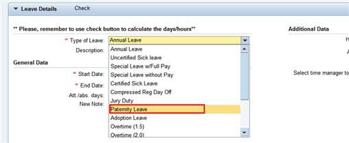 Humam EVERY - Leave Request: New 11. Select Paternity leave from the list of leave types.