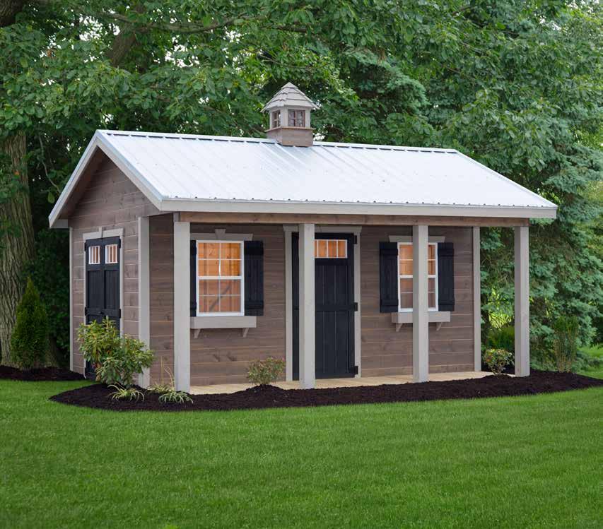 OPTIONS ON THIS 10x16 Galvalume Metal Roof 2 x 3 Windows Flower Box / Shutter Set Transom Windows Smoke / Clay / Black Woodshed Workshop Cabin Pool House Built for