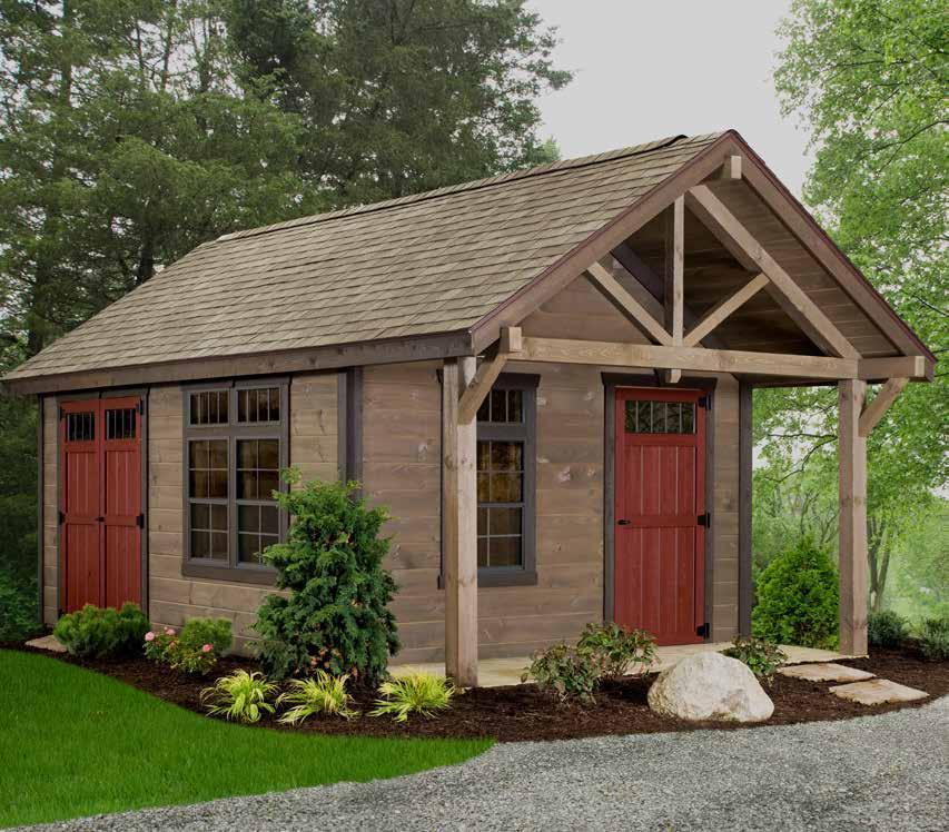 OPTIONS ON THIS 12x16 Driftwood 30 Year Shingles 2 x 3 Windows w/ Transom Transom Windows Smoke / Bronze Paint / Mountain Red Highland Potting Shed Cabin Pool house With its