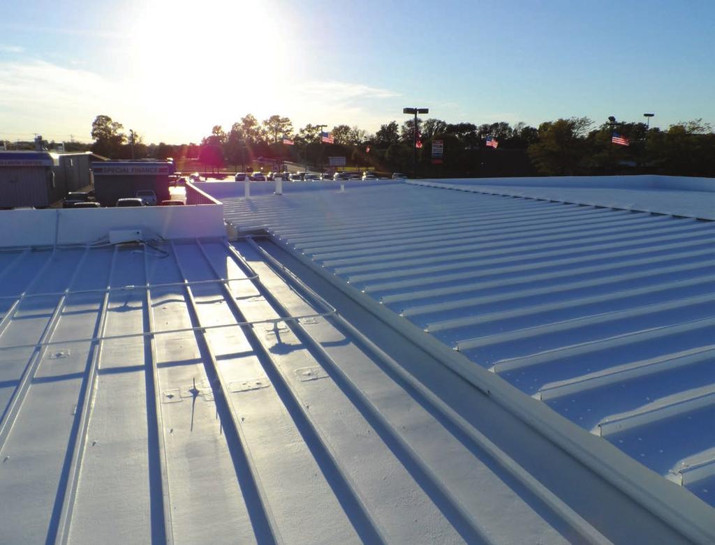 Option 2: Install a spray application of TRITOflex seamless rubber membrane directly over top of the existing metal at 80 mils, creating a truly monolithic waterproofing membrane over the entire roof