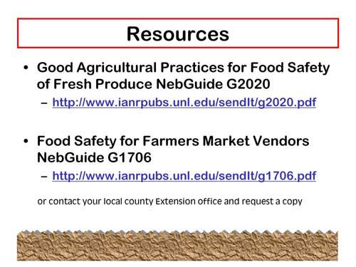 Growers 2010 23 These two publications are available through the website for Nebraska extension publications or your county extension office. I encourage all produce growers to refer to these often.